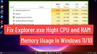 Fix Explorerexe High CPU and RAM Memory Usage In Windows 1110 [upl. by Garihc343]