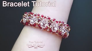 Super Duo Beads Bracelet Pearl amp Crystal Bracelet FirePolished Beads Bracelet DIY Jewelry Tutorial [upl. by Anuhsal]