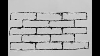 how to draw bricks easy [upl. by Katerina]