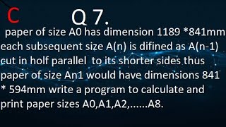 Paper of size A0 has dimensions 1189mm x 841mm c programming  c language  FutureTech9 [upl. by Valentia121]