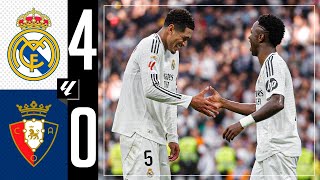 HIGHLIGHTS  Real Madrid 40 Osasuna  LaLiga 202425 [upl. by Heilman]