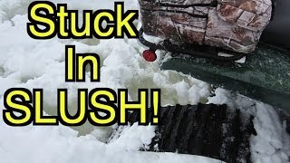 Yamaha Grizzly On Tracks Gets Stuck In Slush  Mar 30 2014 [upl. by Orravan]