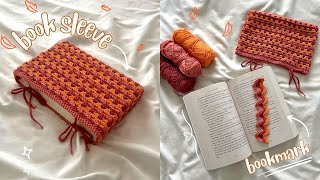 fall crochet book sleeve  matching bookmark tutorial ♡ [upl. by Pilar]