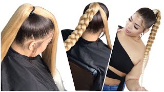 Less than 10mins Braided Ponytail With Braiding Hair [upl. by Aliwt]