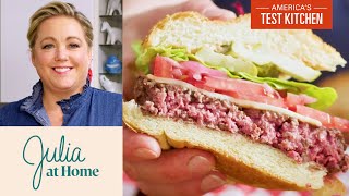 How to Make BestEver Juicy Beef Burgers  Julia at Home [upl. by Kreindler]