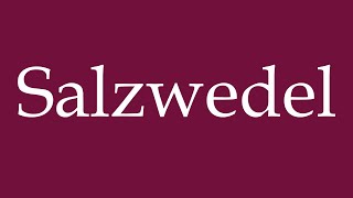 How to Pronounce Salzwedel Correctly in German [upl. by Nylehtak287]