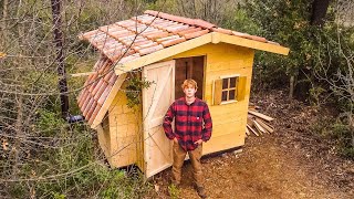 START TO FINISH  Building a Simple Cabin in Off Grid Bush While Im Building the Main Log Cabin [upl. by Inaej827]