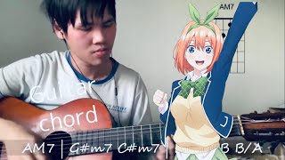 GOTOUBUN NO HANAYOME ∬ ED song guitar chord cover  Hatsukoi 中野家の五つ子「はつこい」『五等分の花嫁∬』 ギター弾き語り [upl. by Nauqaj349]