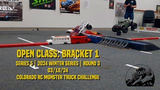 Open Class Bracket 1 S5E19 Series 5 Round 3 Colorado RC Monster Truck Challenge [upl. by Aseuqram]