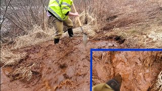 Blocked Culvert Releasing Wall Of Orange Mud [upl. by Lupien]