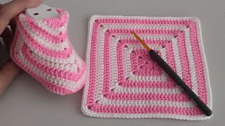 🤔 Beginner Pattern  Learn How to Make Adorable Baby Shoes with This Easy Granny Square Pattern [upl. by Enitnatsnoc471]