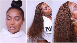 DIY CINNAMON BROWN HAIR COLOR ON CURLY HAIR ft UNice Hair [upl. by Selrac]