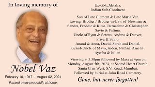 Funeral service of Nobel Vaz [upl. by Cilurzo]