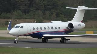 N111UB GULFSTREAM G650  REALLY SHORT TAKE OFF ROLL FOR THIS 650 OFF OF RUNWAY 06 FARNBOROUGH 299 [upl. by Pauiie]