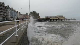 Stormy Waves at Aberystwyth Wales A Mesmerizing Sight and Sound Experience [upl. by Gunner]