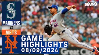 Mets vs Mariners 892024  NY Mets Highlights  SNY [upl. by Aoket]