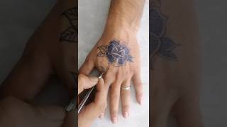 drawing a traditional rose by pen drawing painting pencildrawing art tattoo trend [upl. by Ecirahs]