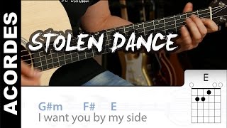 Stolen Dance en guitarra cover Chords acordes tutorial lesson [upl. by Elleirb]