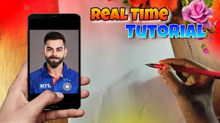 Virat Kohli Drawing 😍Virat Kohli Outline Tutorial  Step by Step [upl. by Nedyah939]