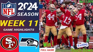 Seattle Seahawks Vs San Francisco 49ers WEEK 11 Full Game  Nov 172024  NFL Today  NFL Season [upl. by Attekram]