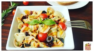 Easy Rainbow Pasta Salad Vegan  The Mushroom Den [upl. by Motch]