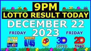 9pm Lotto Result Today December 22 2023 Friday [upl. by Eerbua]