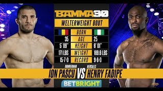 BAMMA 30 Ion Pascu vs Henry Fadipe [upl. by Wittenburg]