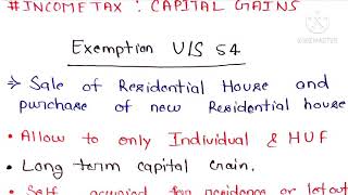 Exemption US 54 Income tax act 1961 Capital Gain explained by Pawan Sahani [upl. by Annaear688]