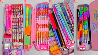 Beautiful amazing stationery collection items geometry boxes filling pencil cases school supplies [upl. by Adidnere]