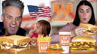 Brits Try Real WHATABURGER for the first time WOW [upl. by Grube129]