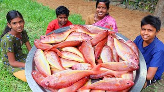 SANKARA MEEN KULAMBU  Red Snapper Fish Gravy Cooking and Eating  Village Fun Cooking [upl. by Einhpad]