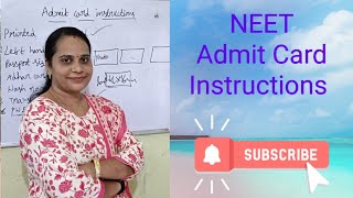 Admit card instructions for NEET ExamLakshmiBiologyClassesForNeet [upl. by Ahsien]