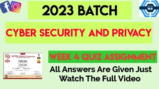 Cyber Security and Privacy Week 4 Quiz Assignment  Week 4  NPTEL 2023 [upl. by Noslien]