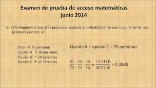 Prueba de acceso junio 2014 matemáticas  ejercicio 5 [upl. by Yznyl]