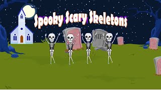 Halloween Songs  Spooky Scary Skeletons  Andrew Gold  Lyric Video  Karaoke for Kids [upl. by Darrill467]