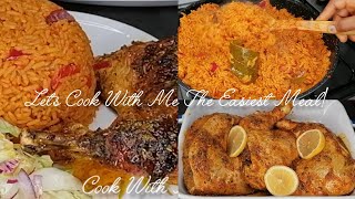 Lets Cook The Easiest Jollof Rice With Grilled Chicken For Dinner Quick and Delicious 😋 [upl. by Sweyn]