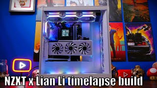 NZXT x Lian Li PC build montage timelapse Hydroshift LCD Edge PSU SL120 V2 fans and more [upl. by Kallista]