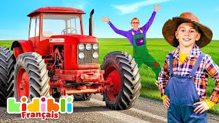 Tracteurs pour enfants  Vidéos éducatives sur les véhicules agricoles pour enfants  Kidibli [upl. by Misti536]