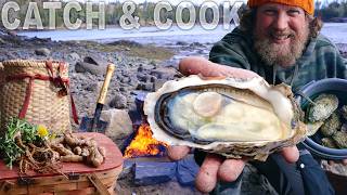 Wild Maine Oyster Rockefeller Catch Clean amp Cook On The Beach [upl. by Ard]