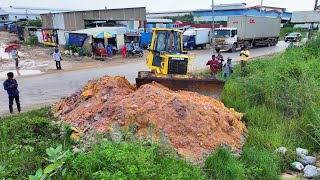 Launches Amazing New Operator by Dozer KOMATSU D61EXPushing Soil with Dump Trucks 5 tons [upl. by Adriell]