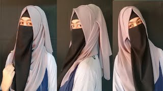 Simple hijab tutorial with niqabchiffon hijabHand painting hijab tutorialrajbarihomedecor [upl. by Cass]