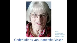 NG Kerk Vredendal  Gedenkdiens van Jeanettha Visser [upl. by Araek]