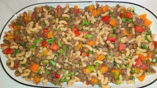 سلطة عدس بالمكرونة الكاملة🤩🤩 salade de lentilles et pâtes complètes [upl. by Lucille]