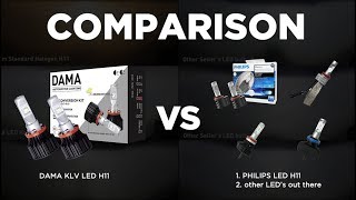 True LED Headlightfoglight Comparison Test Performed DAMA Philips Amazon  HID Concept Lab [upl. by Alegna]