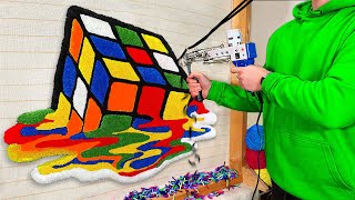 ASMR Rug Tufting  Rubiks Cube Rug Start To Finish [upl. by Seidel]