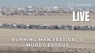 LIVE Burning Man festival exodus begins through Nevada deserts drying mud [upl. by Marline]