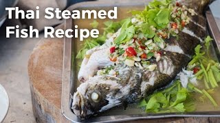 Thai Steamed Fish With Lime and Garlic Recipe ปลากะพงนึ่งมะนาว [upl. by Reinhard]