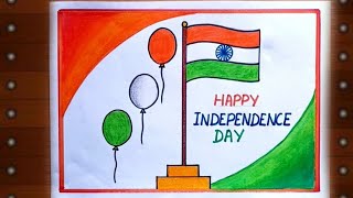 Independence Day Drawing  Independence Day Drawing Easy Step By Step  Independence Day Poster [upl. by Enelyam]