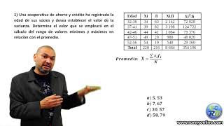 Cálculo valor de la varianza de edad de los socios  Estadística  Cooperativa de ahorro y crédito [upl. by Nlyak]