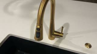 Moen Sleek Brushed Gold Motionsense Wave Sensor Touchless Kitchen Faucet Review [upl. by Erdnaet]